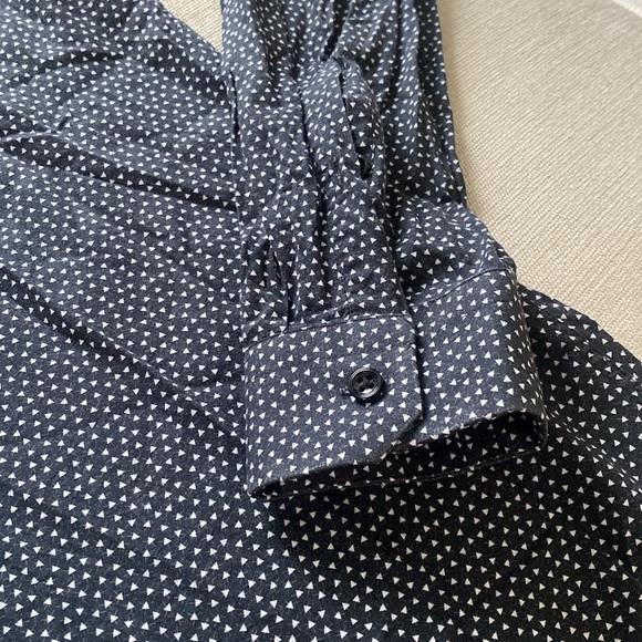 Reiss Bruin Slim Fit Cotton Navy Blue Patterned Button Down Dress Shirt Size M - Picture 3 of 10